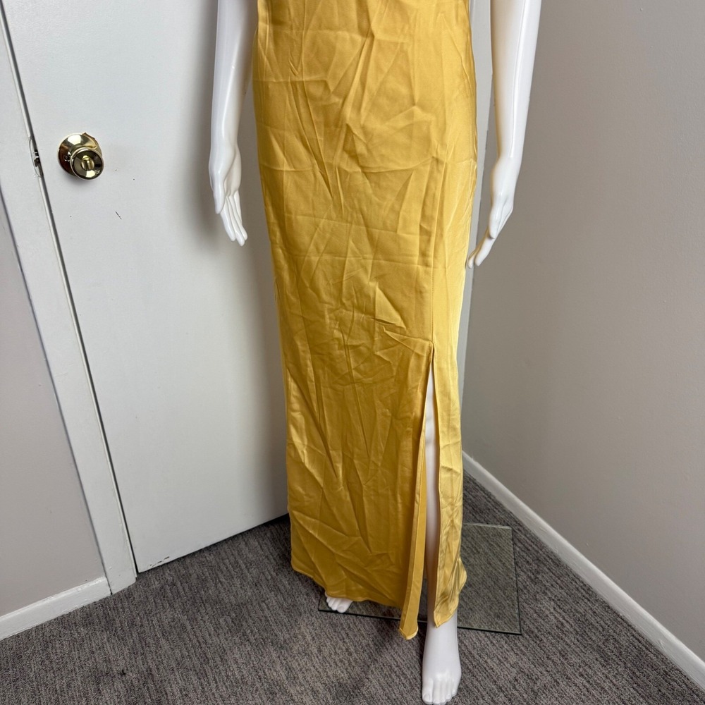 Commense Moonlight Gold One Shoulder Maxi Dress Backless Slit Formal Cocktail S - Picture 9 of 15